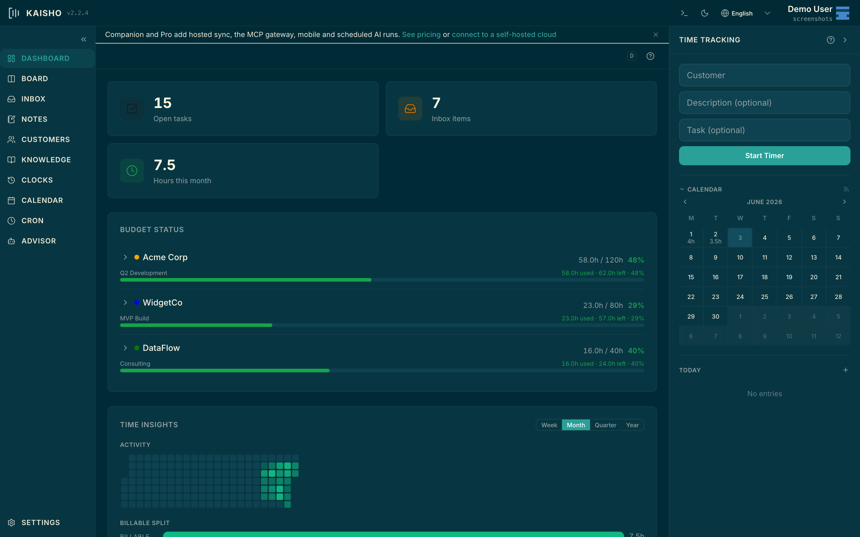 Kaisho dashboard