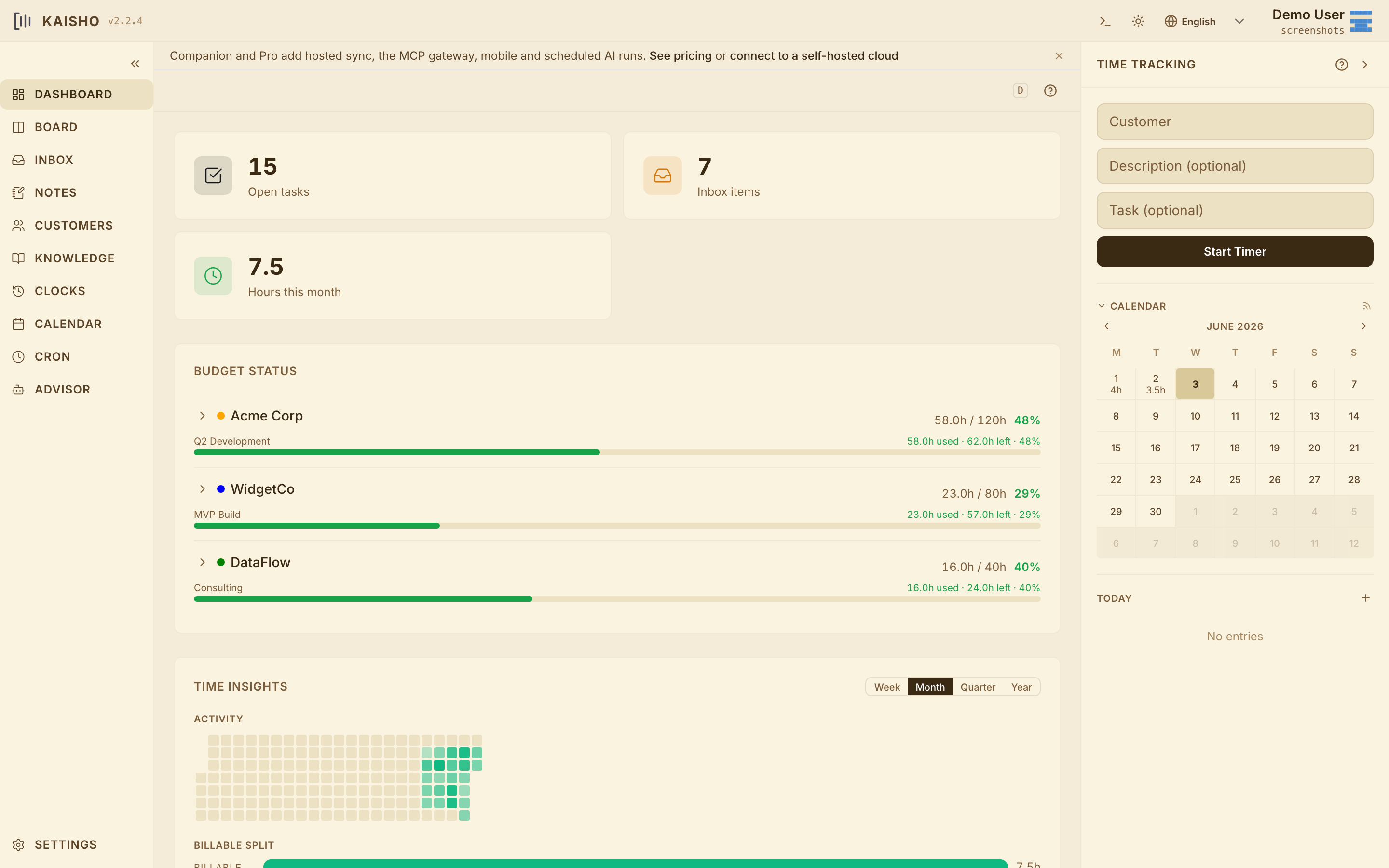 Kaisho dashboard